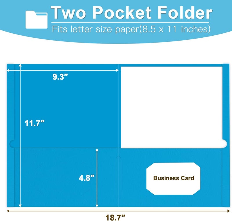 LAYZZ Folders with Pockets, 60 Pack Paper Pocket Folders, 2 Pocket File folders Fits Letter Size Paper, for School Office and Home (Light Blue) - Image 2